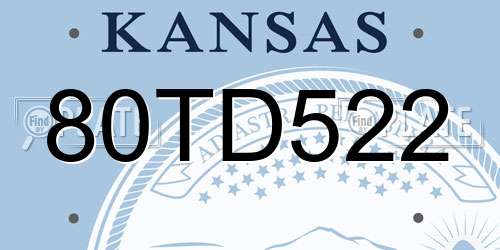 80TD522 Kansas License Plate
