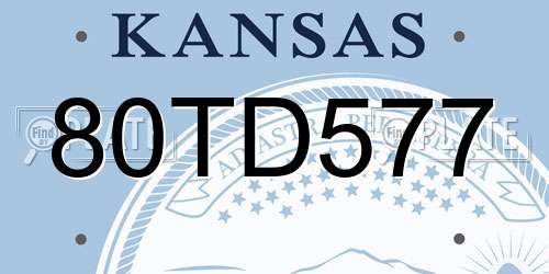 80TD577 Kansas License Plate