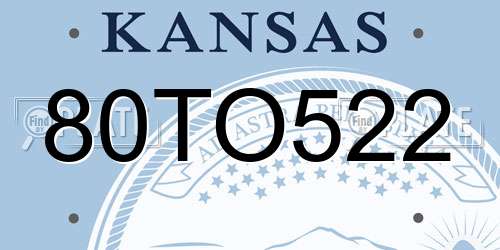 80TO522 Kansas License Plate