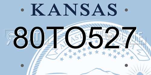 80TO527 Kansas License Plate