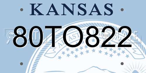 80TO822 Kansas License Plate
