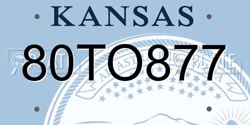 80TO877 Kansas License Plate