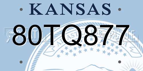 80TQ877 Kansas License Plate