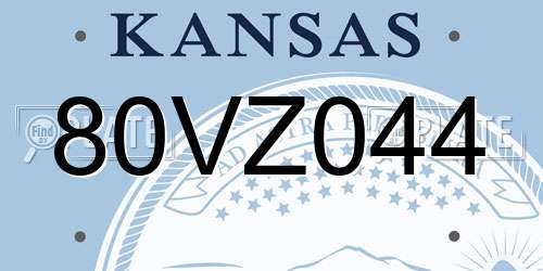 80VZ044 Kansas License Plate