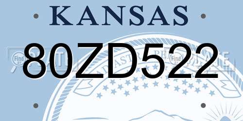 80ZD522 Kansas License Plate
