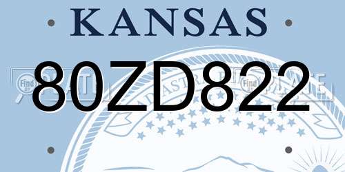80ZD822 Kansas License Plate