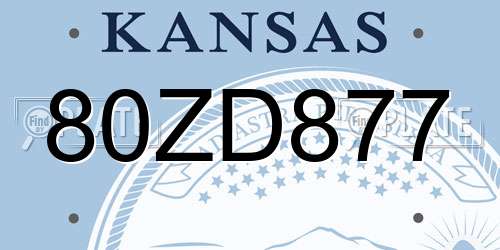 80ZD877 Kansas License Plate