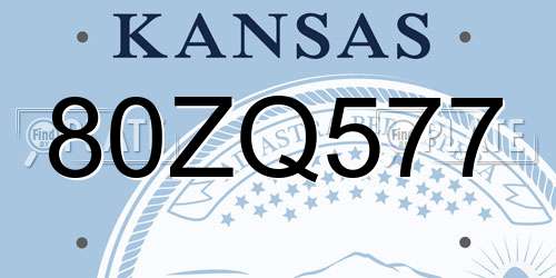 80ZQ577 Kansas License Plate