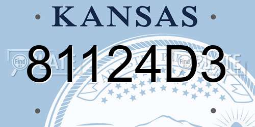 81124D3 Kansas License Plate