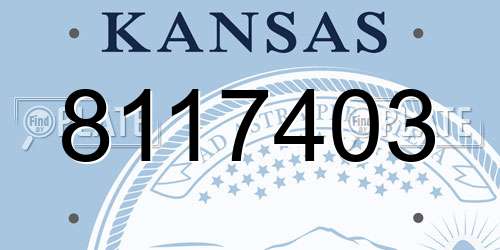 8117403 Kansas License Plate
