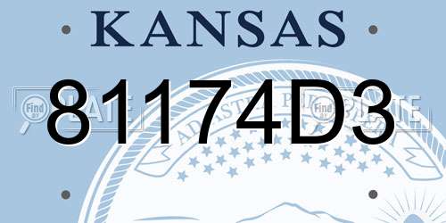 81174D3 Kansas License Plate