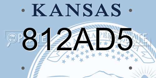 812AD5 Kansas License Plate
