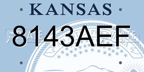 8143AEF Kansas License Plate