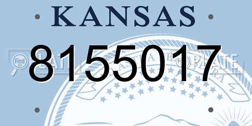8155017 Kansas License Plate