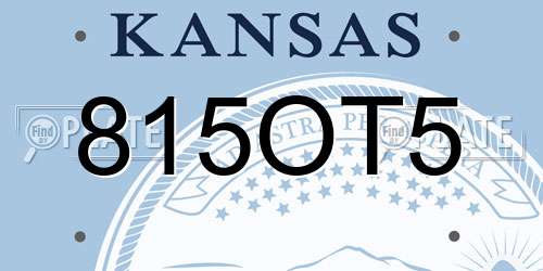 815OT5 Kansas License Plate