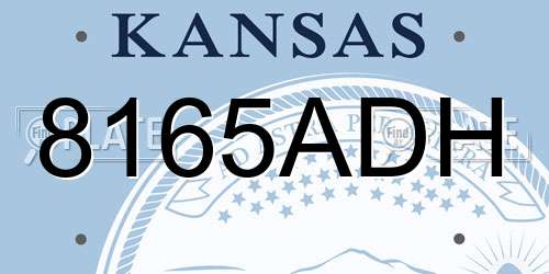8165ADH Kansas License Plate