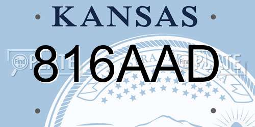 816AAD Kansas License Plate