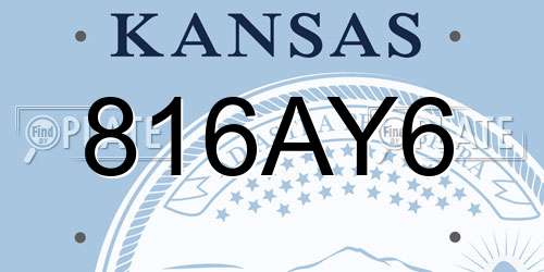 816AY6 Kansas License Plate
