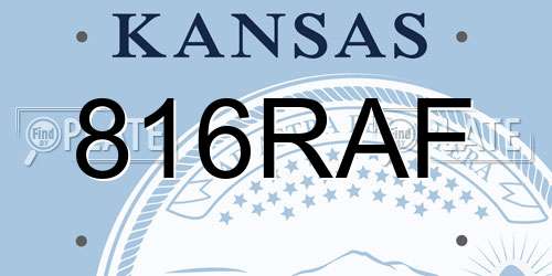 816RAF Kansas License Plate