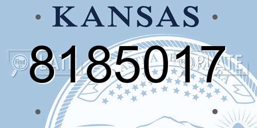 8185017 Kansas License Plate