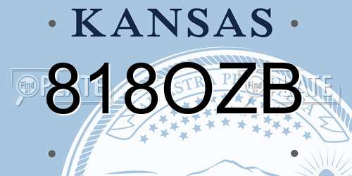 818OZB Kansas License Plate