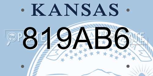 819AB6 Kansas License Plate