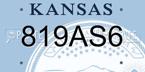 819AS6 Kansas License Plate