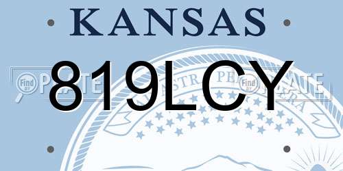 819LCY Kansas License Plate