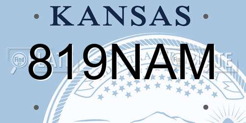 819NAM Kansas License Plate