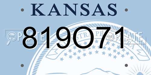 819O71 Kansas License Plate