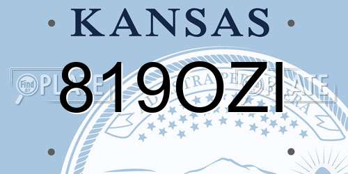 819OZI Kansas License Plate