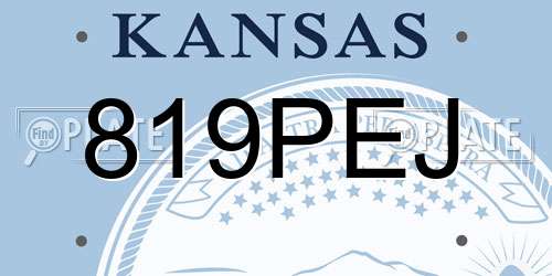 819PEJ Kansas License Plate