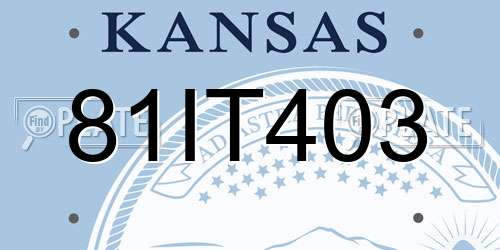 81IT403 Kansas License Plate