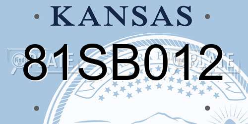 81SB012 Kansas License Plate