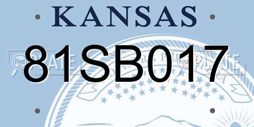 81SB017 Kansas License Plate