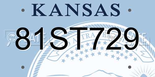 81ST729 Kansas License Plate
