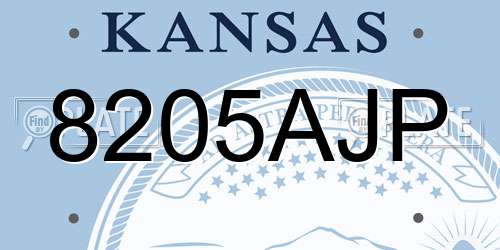 8205AJP Kansas License Plate
