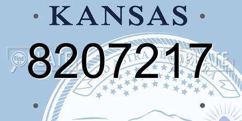 8207217 Kansas License Plate