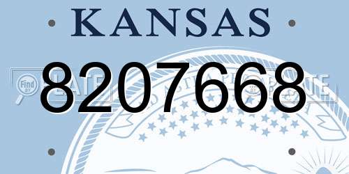8207668 Kansas License Plate
