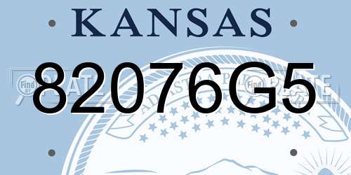 82076G5 Kansas License Plate