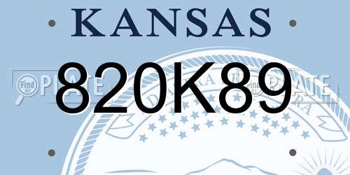 820K89 Kansas License Plate
