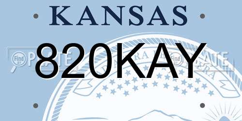 820KAY Kansas License Plate