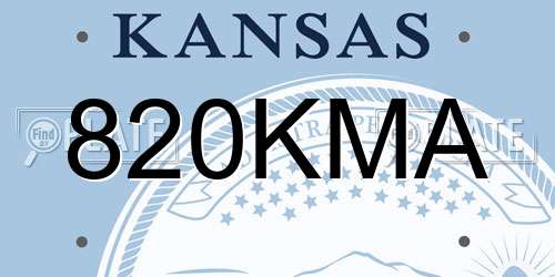 820KMA Kansas License Plate