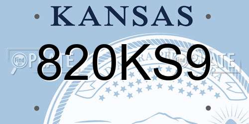 820KS9 Kansas License Plate
