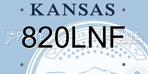 820LNF Kansas License Plate