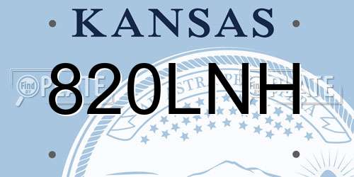 820LNH Kansas License Plate