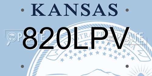 820LPV Kansas License Plate