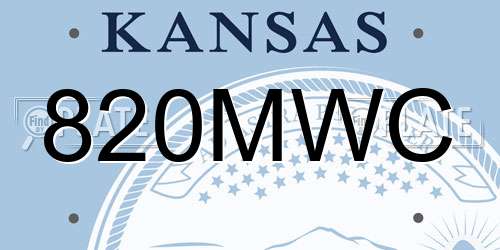 820MWC Kansas License Plate