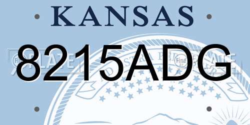 8215ADG Kansas License Plate