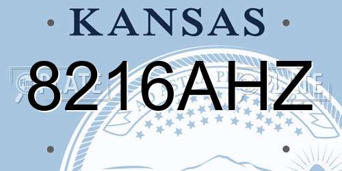 8216AHZ Kansas License Plate